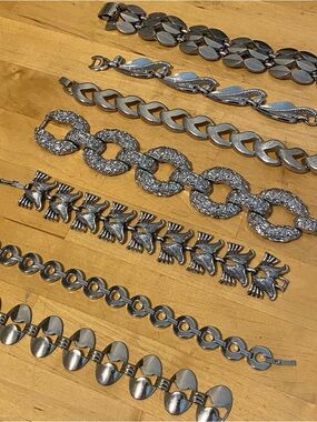 Chunky Silver-Tone Link Bracelet Lot